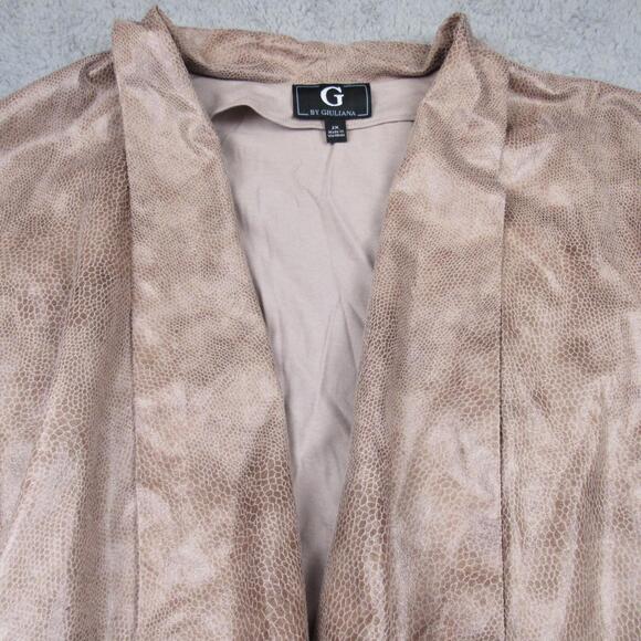 G By Giuliana Women's Beige Snake Print Open Front Waterfall Cardigan Sweater 2X - Picture 2 of 8